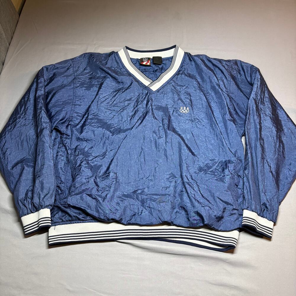 Vintage blue team usa olympics pullover windbreaker